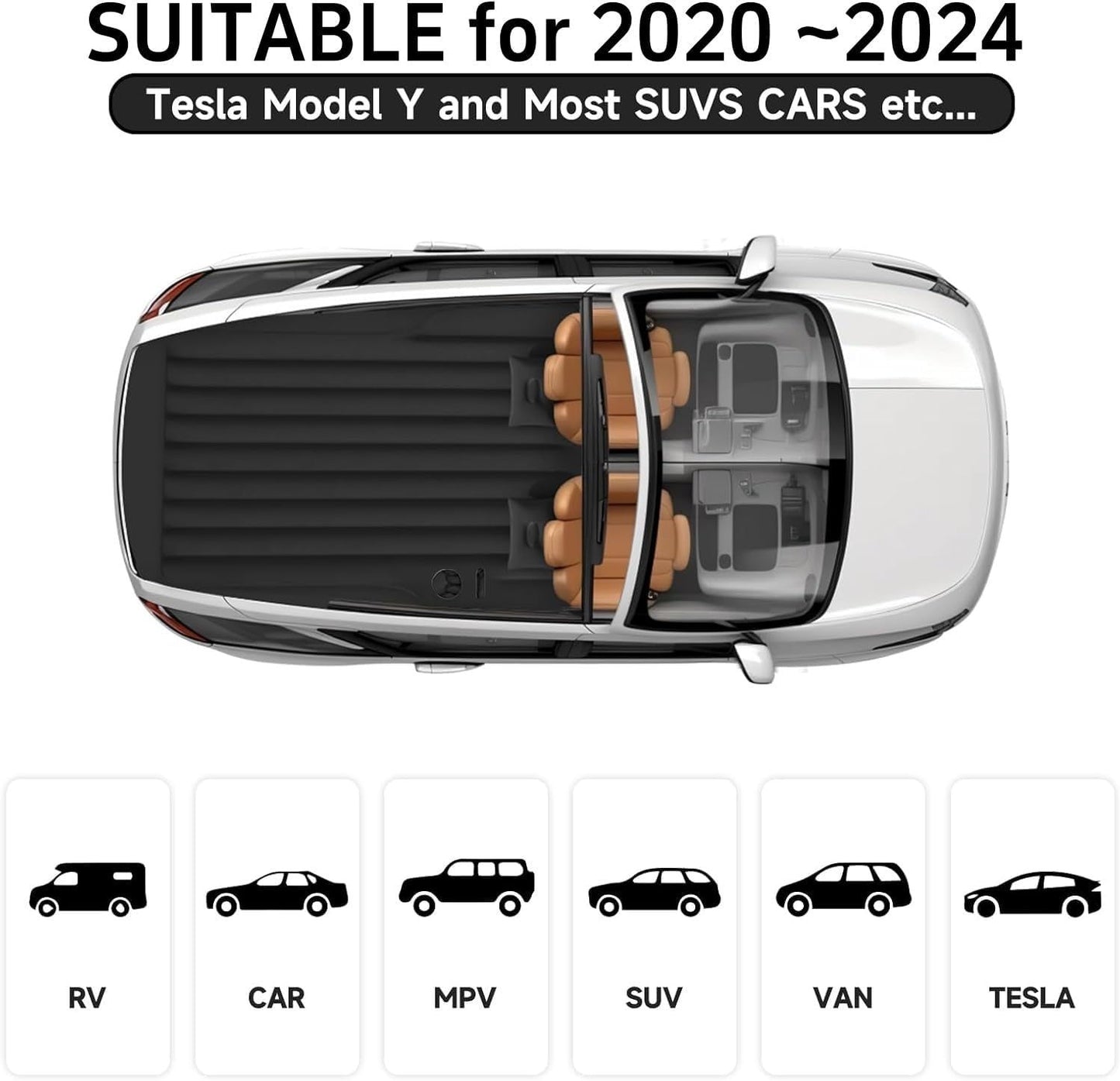 T ESLA Model Y Mattress- Inflatable Camping Bed Air Mattress For Model Y And SUV Travel,Foldable Air Mattress With Air Pump, 2 Air Pillows, And Storage Bag