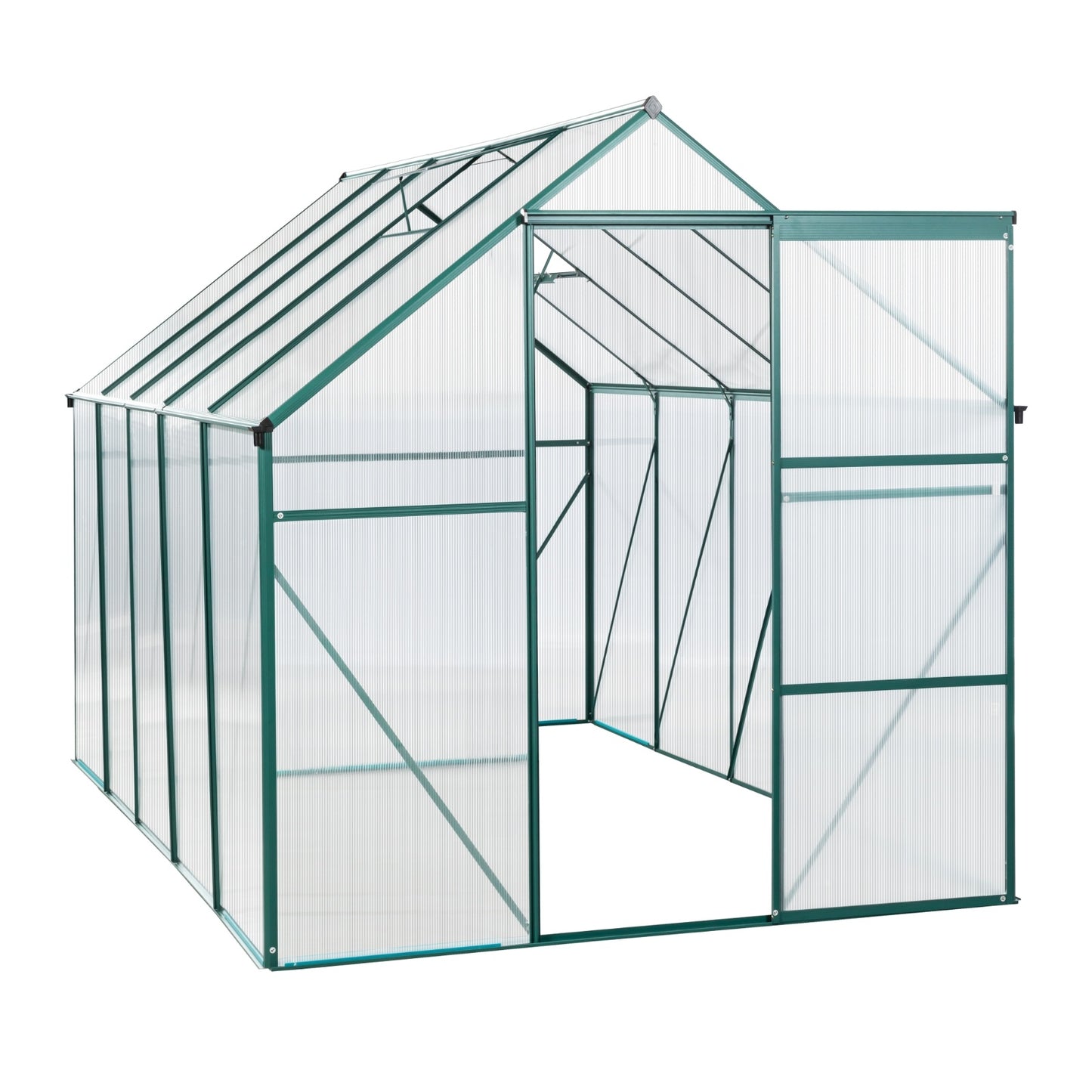 6X10FT Polycarbonate Greenhouse With Raised Base, Anchor, Heavy Duty Walk-in