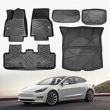 MKR All-Weather TPE Floor Mats For Tesla Model Y 2021-2022 - Waterproof, Anti-Slip, Full Coverage Car Floor Liners 6 PCS Set