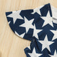 Toddler Girls' Independence Day Dress Red White & Blue Stripes And Stars Short Sleeve Twirl Dress 4th Of July