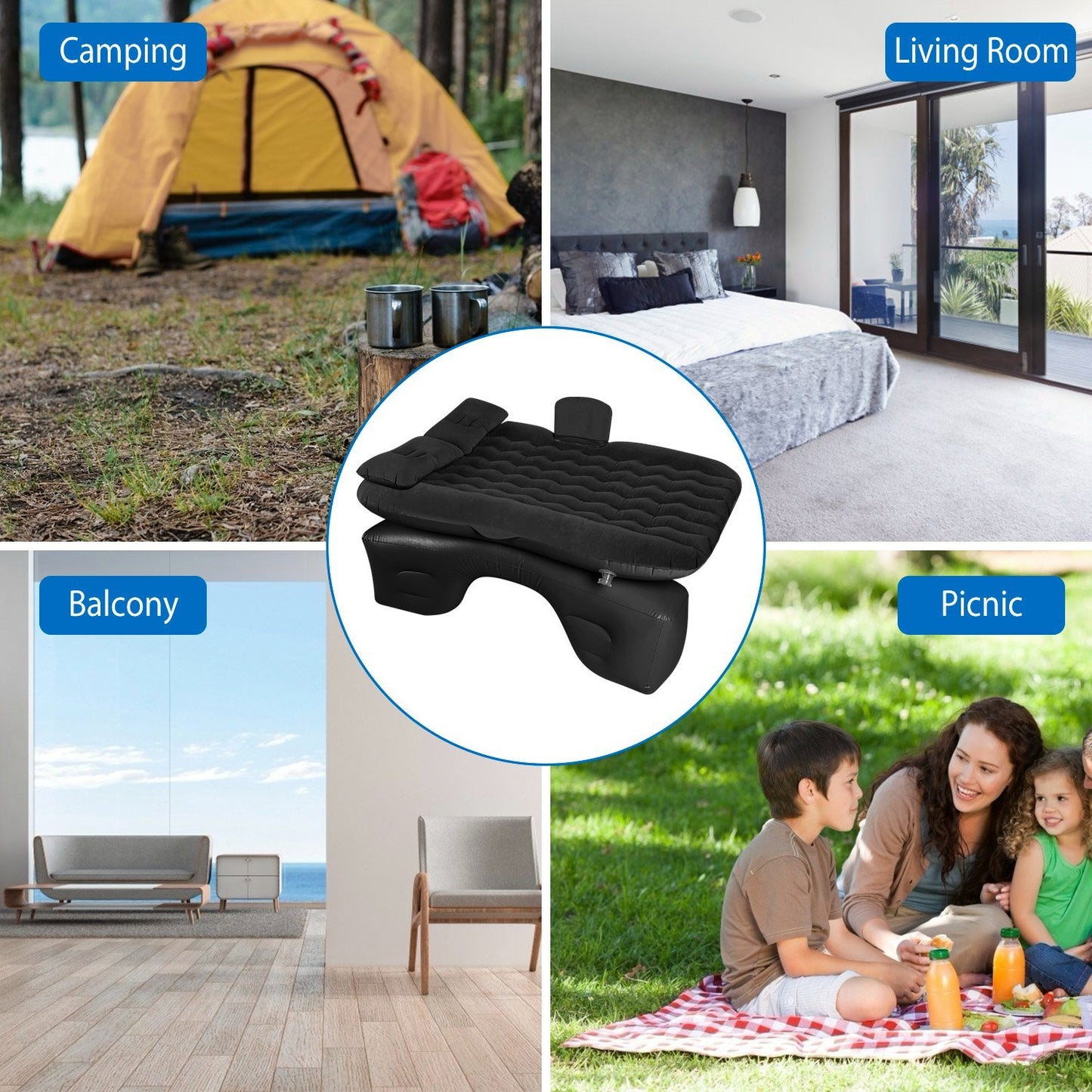 1Pc Car Air Mattress Bed Inflation Car Mattress Bed Portable Travel Camping Sleep Mat Car Inflation Bed For Trip