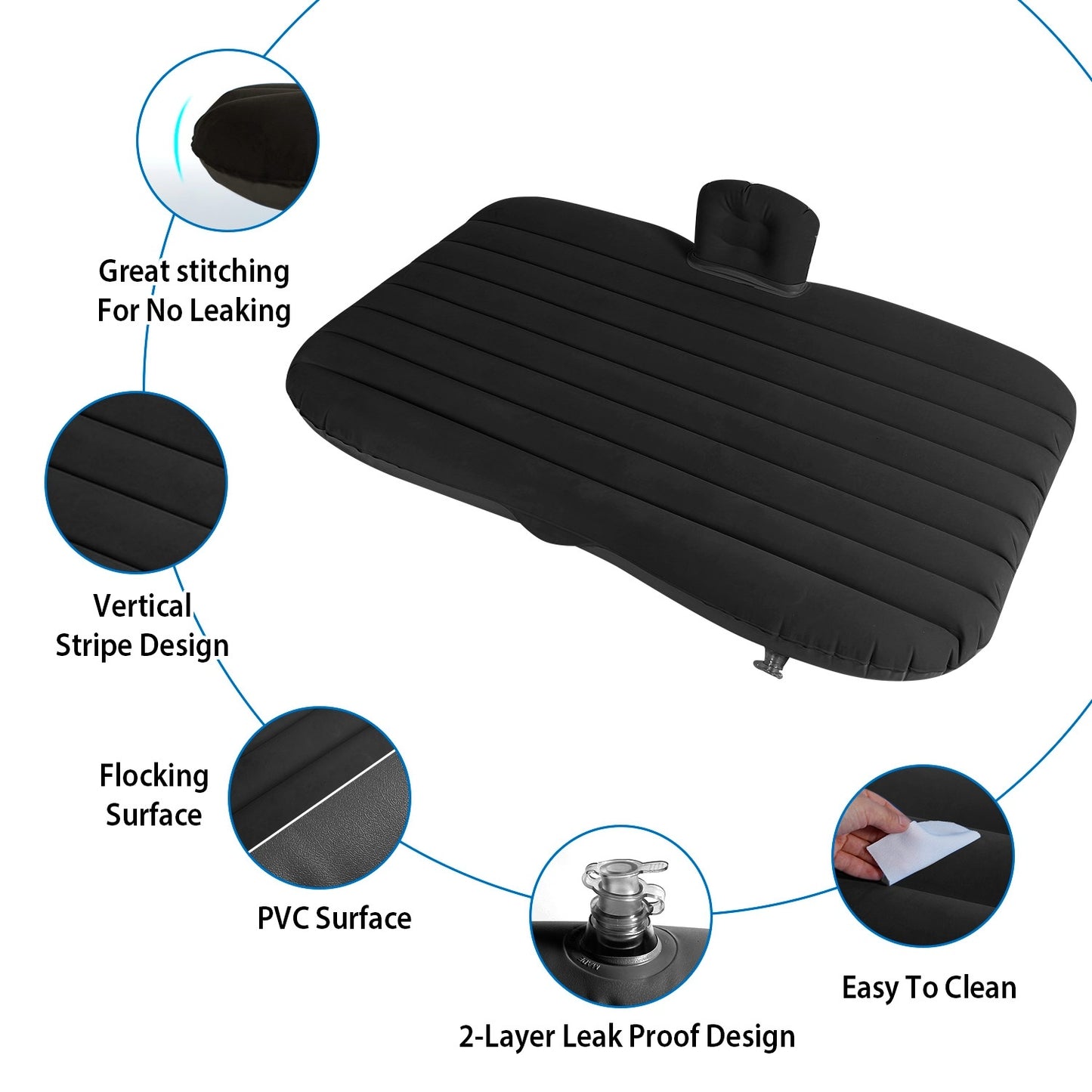 1Pc Car Air Mattress Bed Inflation Car Mattress Bed Portable Travel Camping Sleep Mat Car Inflation Bed For Trip