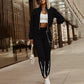 Women's Two Piece Set Cropped Long Sleeve Top With Drawstring Pocket Pants Casual Outfit Zipper Detail Tracksuit