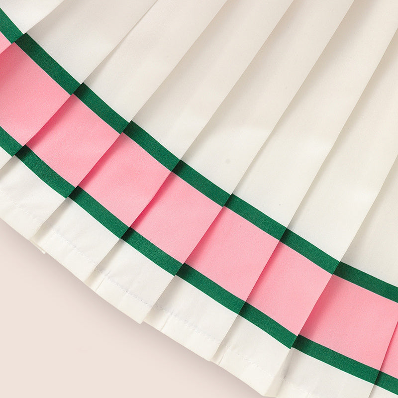 Toddler Girls 2 Piece Outfit Colorblock Letter Graphic Print Sweatshirt And Pleated Skirt Set