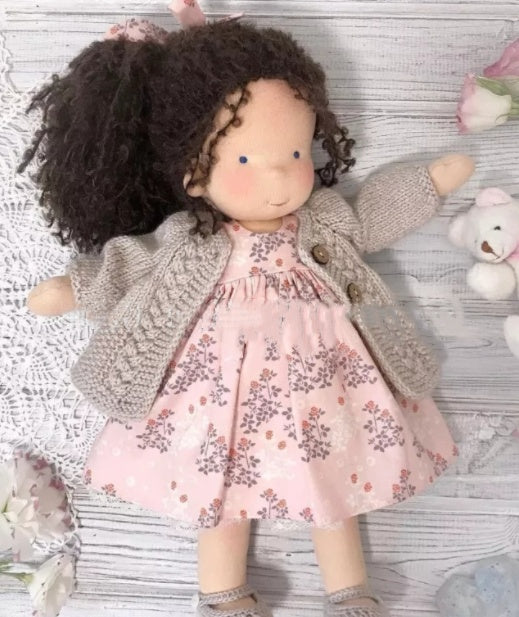 Handmade Plush Doll Golden Curly Girl Finished Product