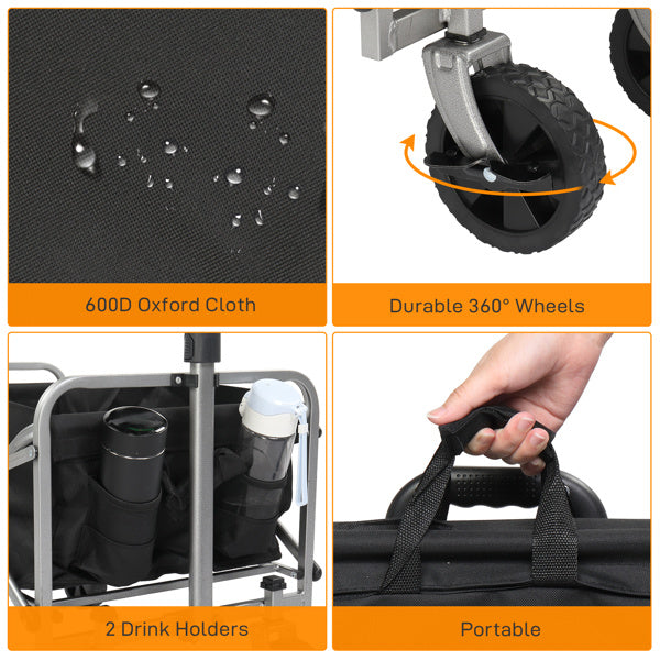 Silver Frame Oxford Cloth Garden Folding Cart