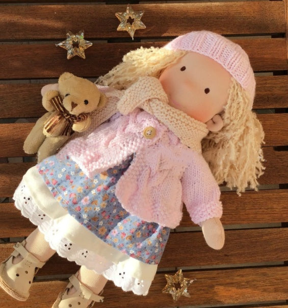 Handmade Plush Doll Golden Curly Girl Finished Product