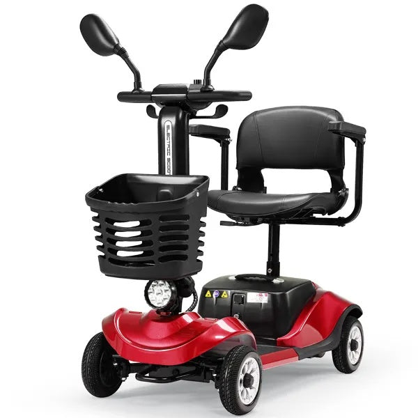 Foldable Electric Mobility Scooter With Light And Basket - Compact 4-Wheel Travel Wheelchair For Easy Mobility And Perfect Christmas Gift