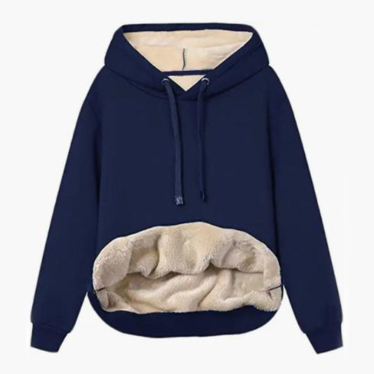 Autumn And Winter Warm Lamb Fleece Pocket Hooded Sports Sweatshirt Jacket For Women