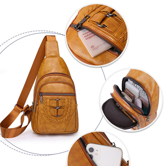 Men's And Women's Retro Leather Crossbody Bag Chest Bag