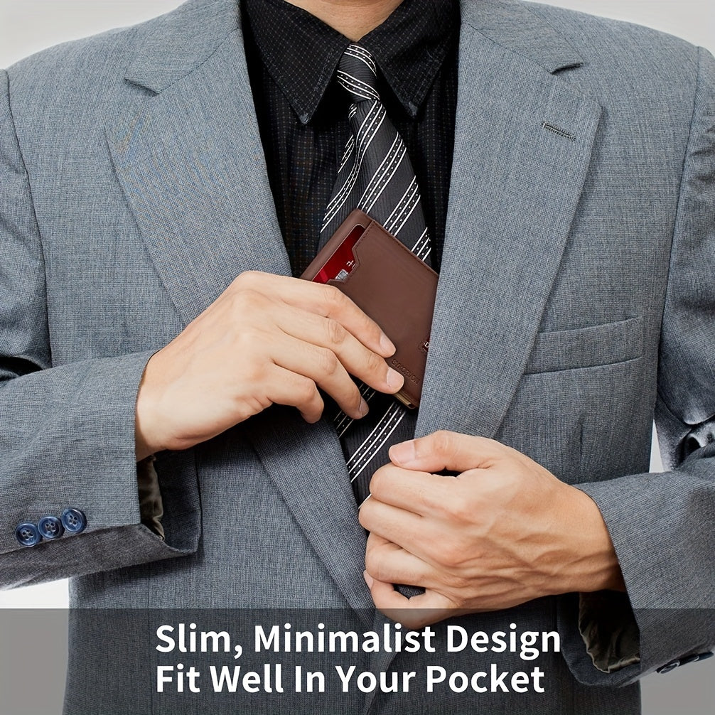 Genuine Leather Bifold Wallet Men, RFID Shielding Wallet Front Pocket Wallet, Suitable For Son And Daughter To Send Daddy's Wallet