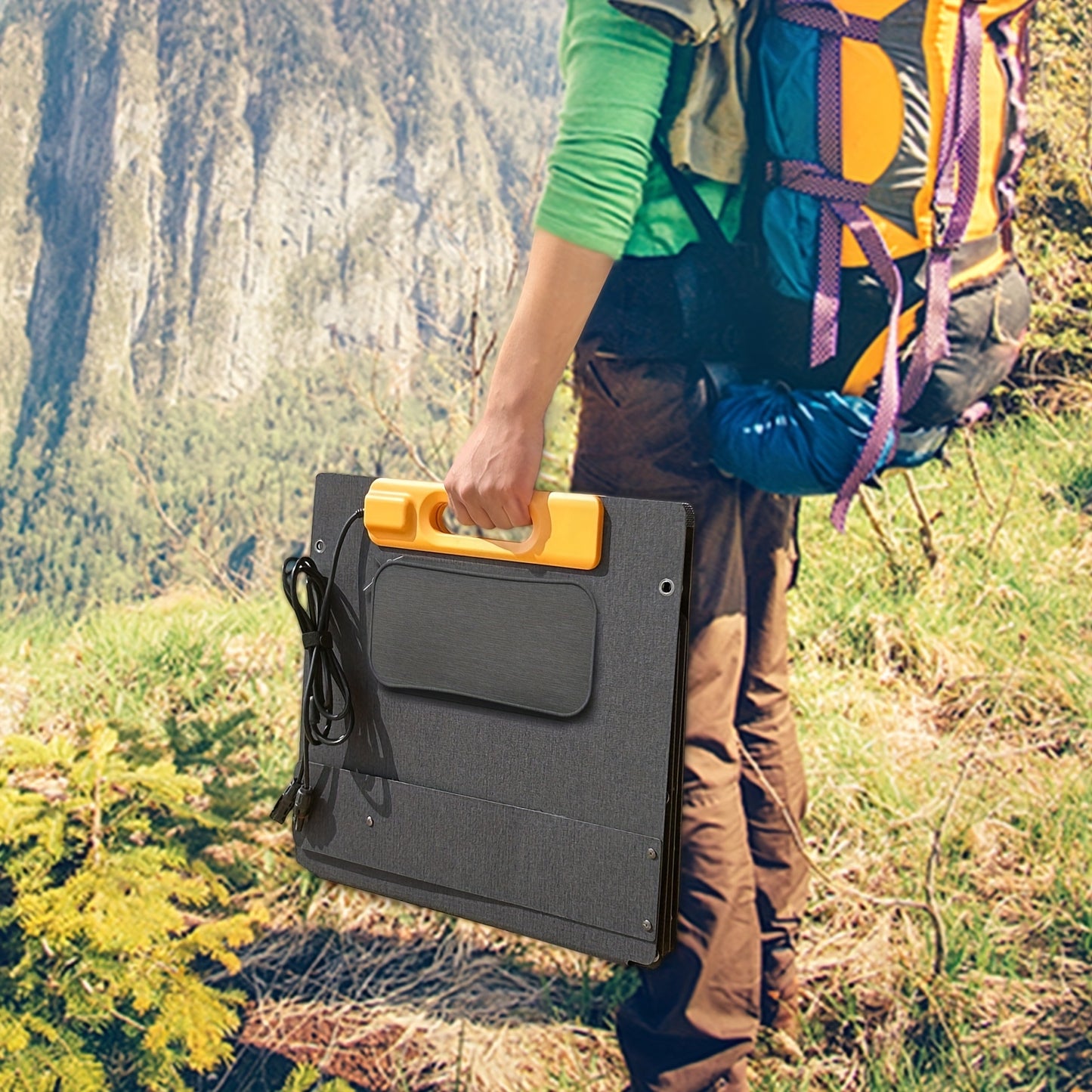 100W Portable Foldable Solar Charging Panel - High Efficiency With USB-C PD3.0, USB-A QC3.0 And DC 20V Output, Lightweight And Compact Design For Camping, Hiking, RV Outings And Outdoor Adventures