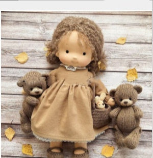 Handmade Plush Doll Golden Curly Girl Finished Product