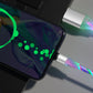 Compatible with Apple, Flowing Ligh Magnetic Streamer Data Line Cable for Iphone Android Typec