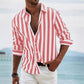 Men's Yarn-dyed Striped Casual Loose Long-sleeved Shirt