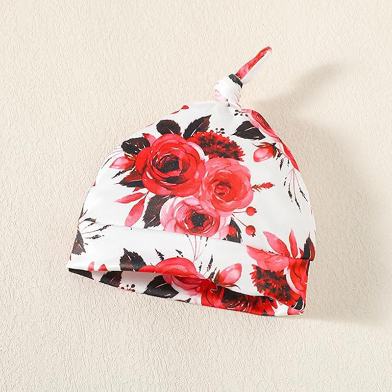 Newborn Baby Girl 'Hello I'm New Here' Romper Set Includes Floral Pants, Hat, Headband, & Coming Home Outfit