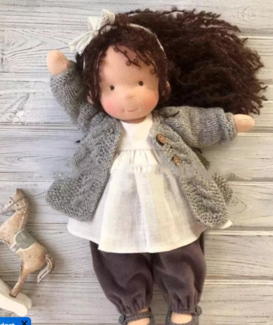 Handmade Plush Doll Golden Curly Girl Finished Product
