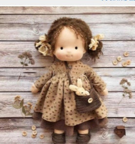 Handmade Plush Doll Golden Curly Girl Finished Product