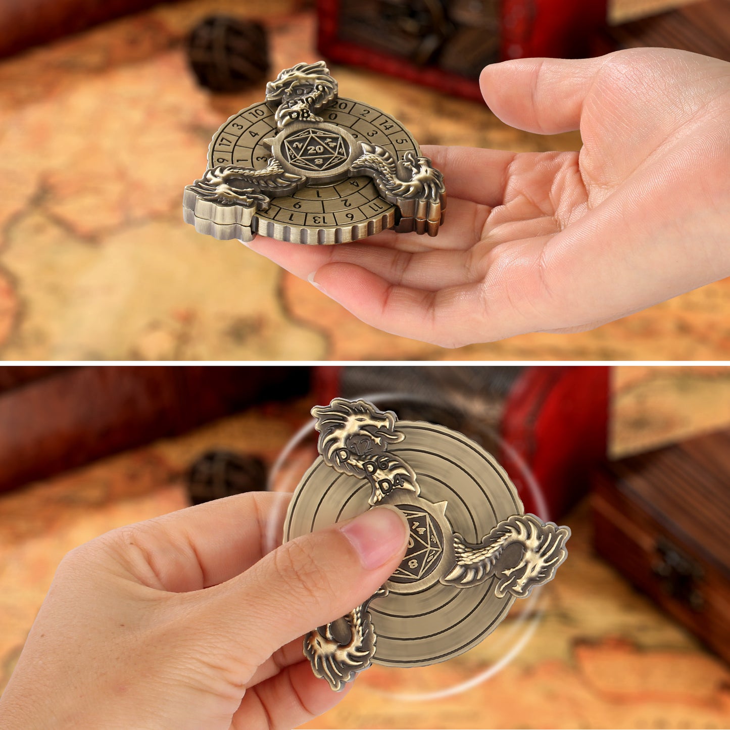 Retro Fantasy Style Turntable Dice Gift Box Set, Essential Creative Accessories For Board Games, Multi-faceted RPG Dice And Circular Scale Design - Advanced Tabletop Game Accessories And Collectibles