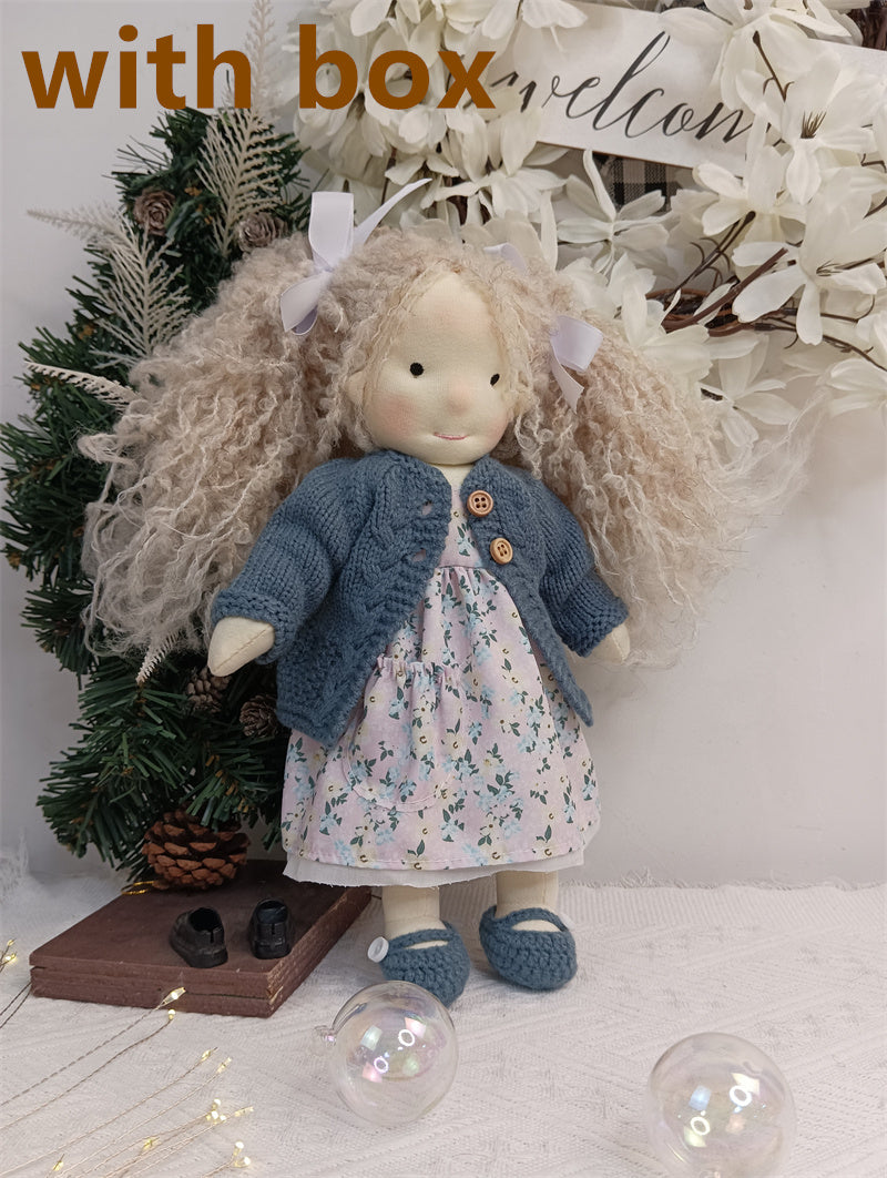 Handmade Plush Doll Golden Curly Girl Finished Product
