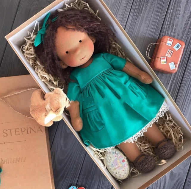 Handmade Plush Doll Golden Curly Girl Finished Product