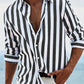 Men's Yarn-dyed Striped Casual Loose Long-sleeved Shirt