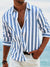 Men's Yarn-dyed Striped Casual Loose Long-sleeved Shirt