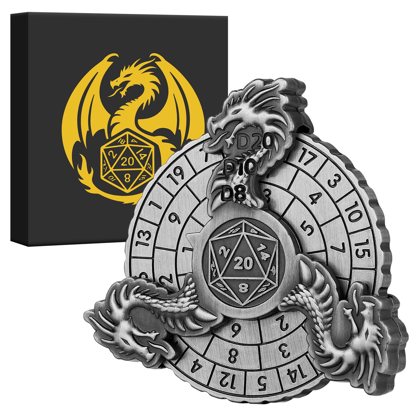 Retro Fantasy Style Turntable Dice Gift Box Set, Essential Creative Accessories For Board Games, Multi-faceted RPG Dice And Circular Scale Design - Advanced Tabletop Game Accessories And Collectibles