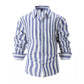 Men's Yarn-dyed Striped Casual Loose Long-sleeved Shirt