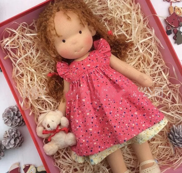 Handmade Plush Doll Golden Curly Girl Finished Product