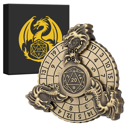 Retro Fantasy Style Turntable Dice Gift Box Set, Essential Creative Accessories For Board Games, Multi-faceted RPG Dice And Circular Scale Design - Advanced Tabletop Game Accessories And Collectibles