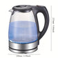 Electric Kettle With Stainless Steel Filter And Inner Lid, 1200W Wide Opening 1.7L Glass Tea Kettle & Hot Water Boiler Black