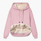 Autumn And Winter Warm Lamb Fleece Pocket Hooded Sports Sweatshirt Jacket For Women