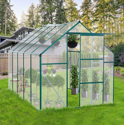 6X10FT Polycarbonate Greenhouse With Raised Base, Anchor, Heavy Duty Walk-in
