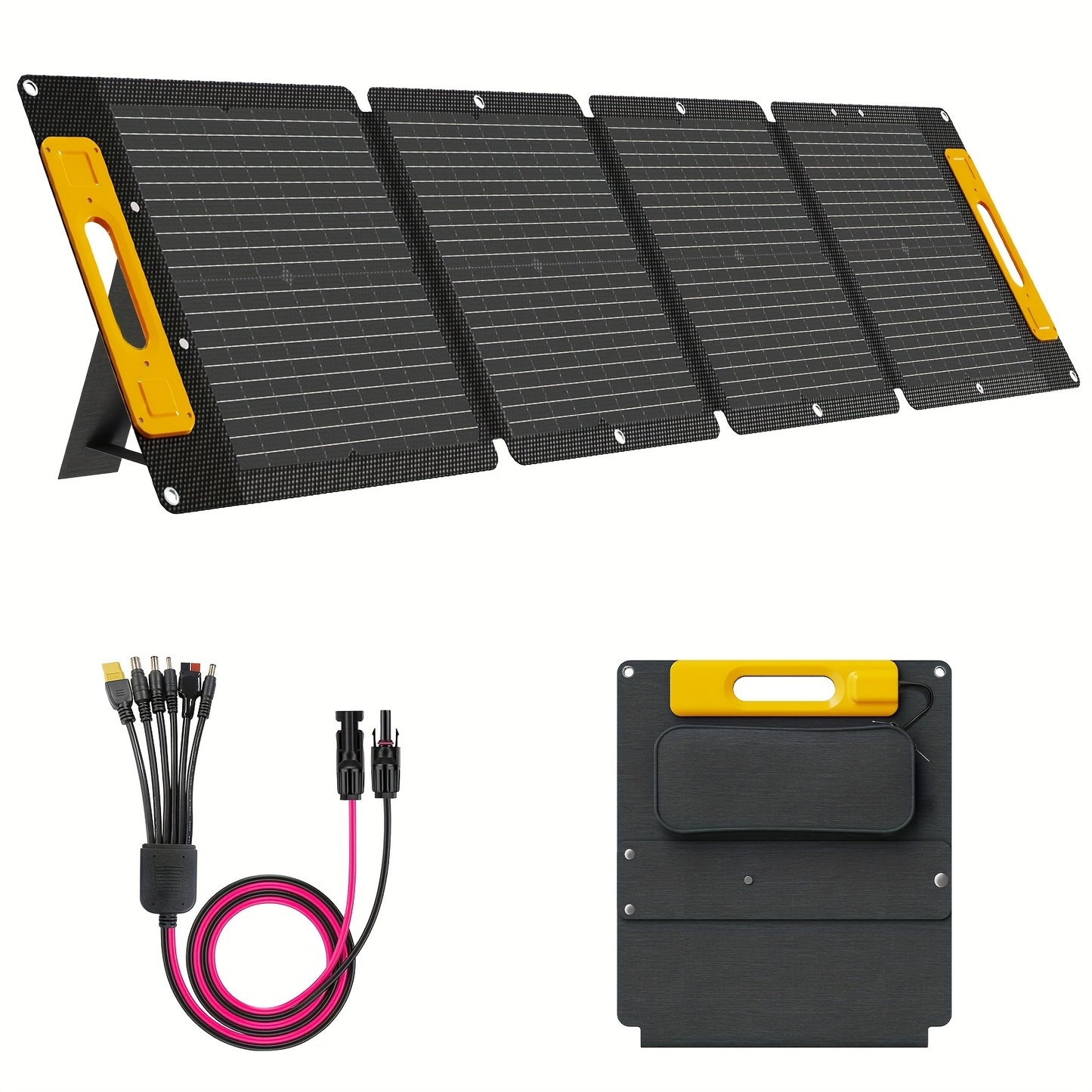 100W Portable Foldable Solar Charging Panel - High Efficiency With USB-C PD3.0, USB-A QC3.0 And DC 20V Output, Lightweight And Compact Design For Camping, Hiking, RV Outings And Outdoor Adventures