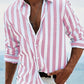 Men's Yarn-dyed Striped Casual Loose Long-sleeved Shirt