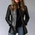 Vintage Style Women's Long Sleeve PU Jacket, Mid-Length Open Cardigan With Pockets, Casual Leather Coat