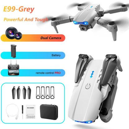 The E99 Dual-camera Drone With Two Batteries Has The Function Of Altitude Hold Mode. Thanks To The Dual Lenses, It Is Able To Fly Stably.